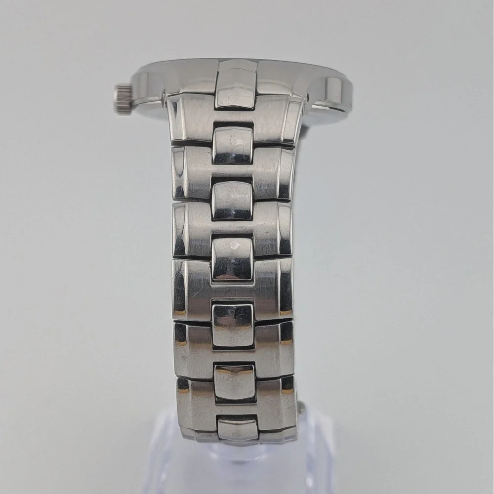 Fossil Arkitekt Men's SS Watch Silver Sunburst Dial Crystal Markers Y2K 7